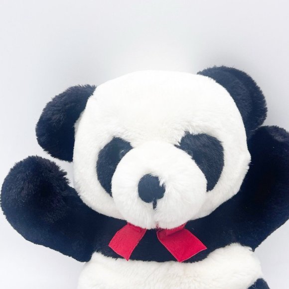Dakin Vintage 1987 Cuddles Panda Bear Teddy Stuffed Animal Plush Red Bow 14 Inch - Picture 6 of 10